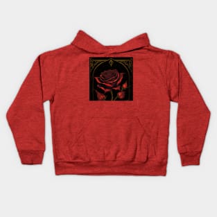 Framed oriental style red rose Kids Hoodie